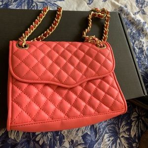 Pink and gold chain strap purse